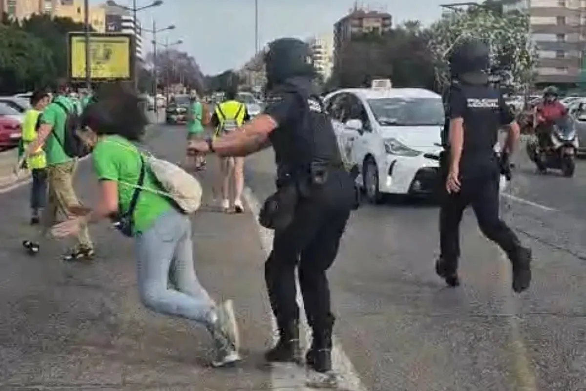 El Defensor del Pueblo investiga la "agresión" de un policía a una profesora durante la huelga en Valencia