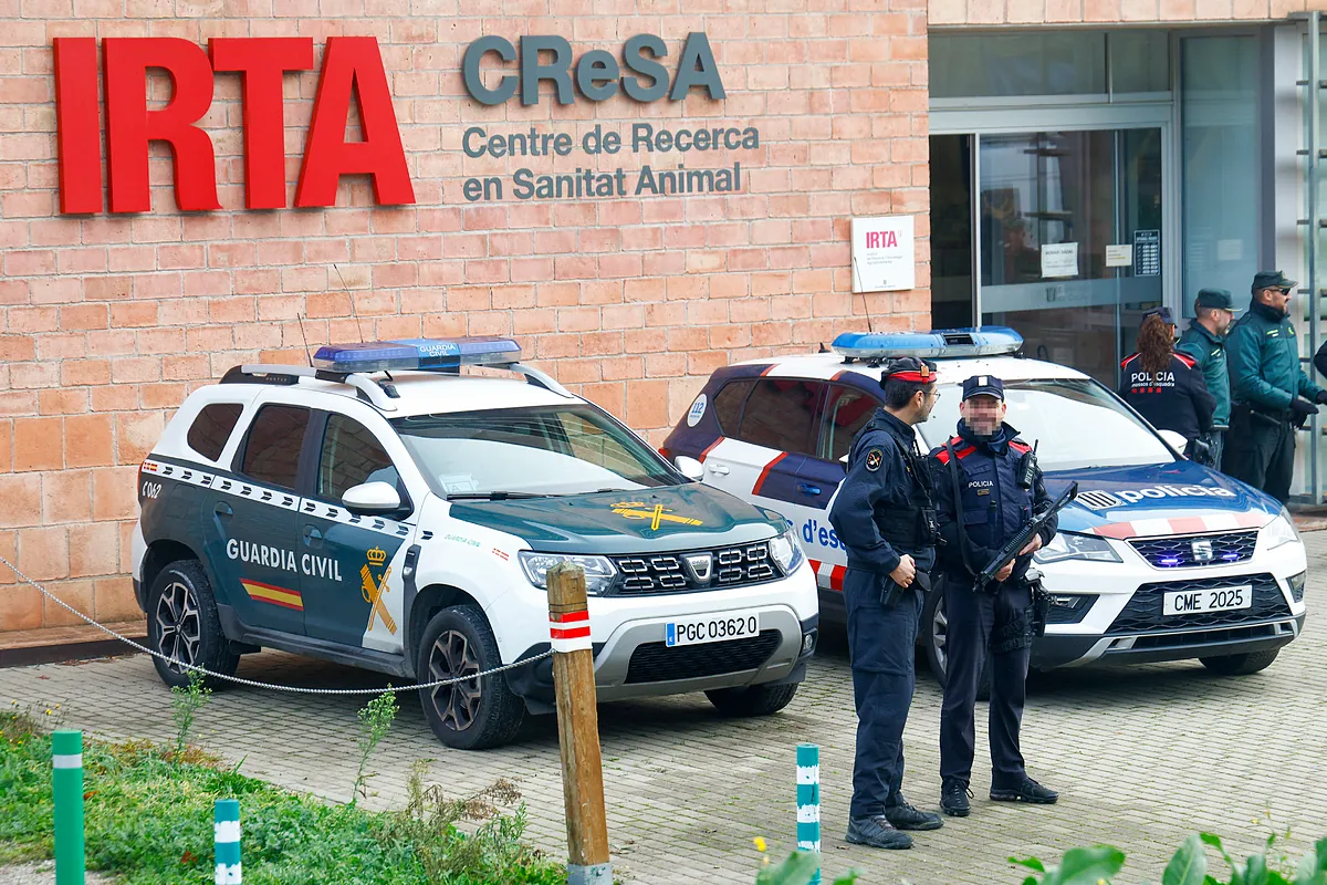 Mossos d'Esquadra y Guardia Civil registran por segunda vez el laboratorio IRTA-CReSA por el brote de peste porcina africana en Barcelona