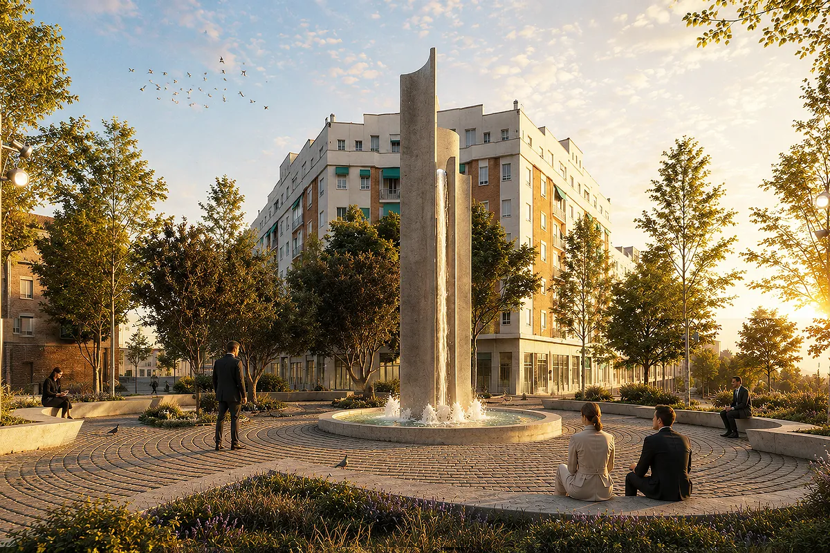 Una fuente dos metros más alta que la Cibeles o Neptuno como 'puerta grande' para el bosque flotante de Parque Ventas