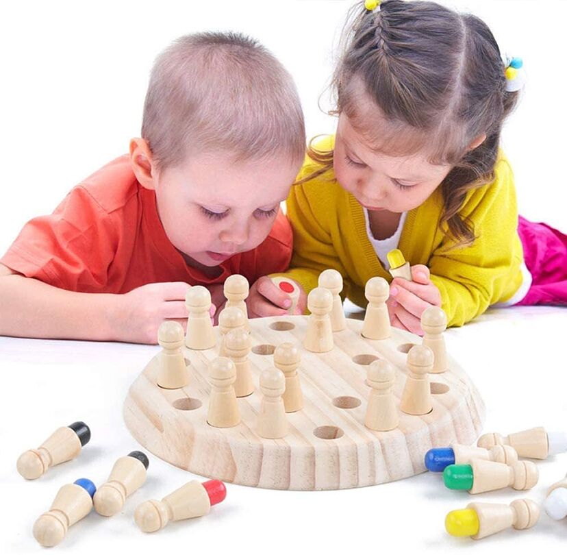 Juego De Memoria De Madera Montessori, Tablero De Ajedrez Cognitivo Con Colores, Para Niños Y Adultos, Estimulación Cerebral Y Regalo
