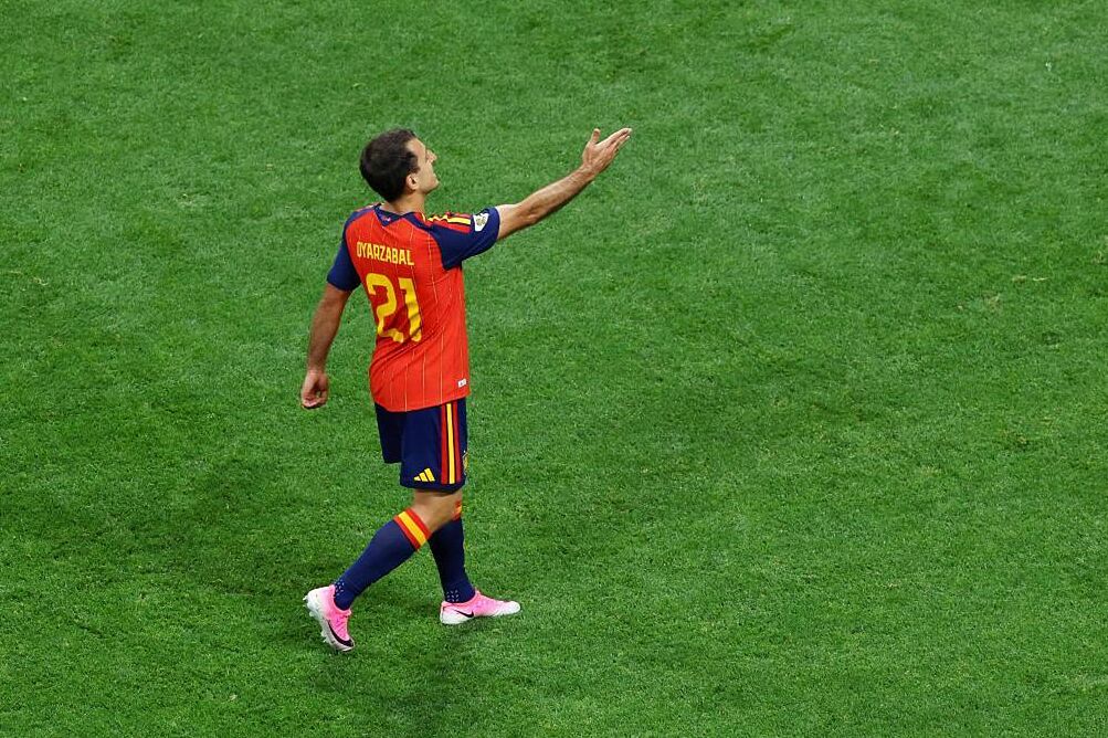 Mikel Oyarzabal celebra uno de sus goles con la selección española en la Copa del Mundo 2026