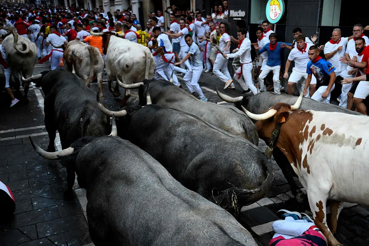 Quinto encierro de San Fermín con toros de José Escolar Gil: aumento en la afluencia de participantes