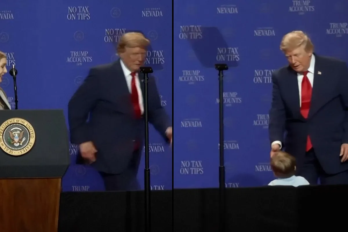 Trump sale corriendo tras un niño que emprendió la fuga del escenario que compartían