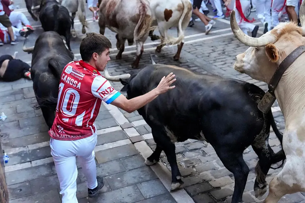 El segundo encierro de San Fermín con toros de Cebada Gago deja un corneado