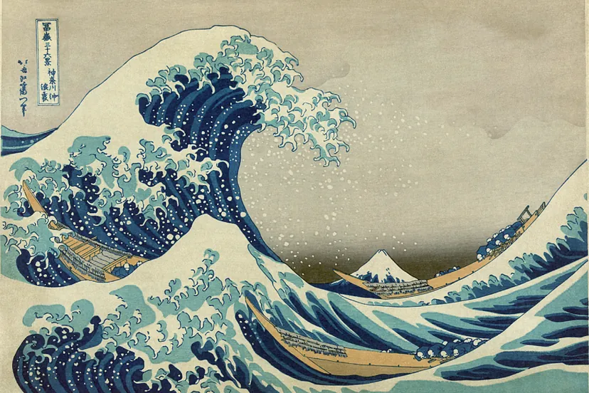 El grabado 'La gran ola de Kamagiwa', del artista japonés Katsushika H