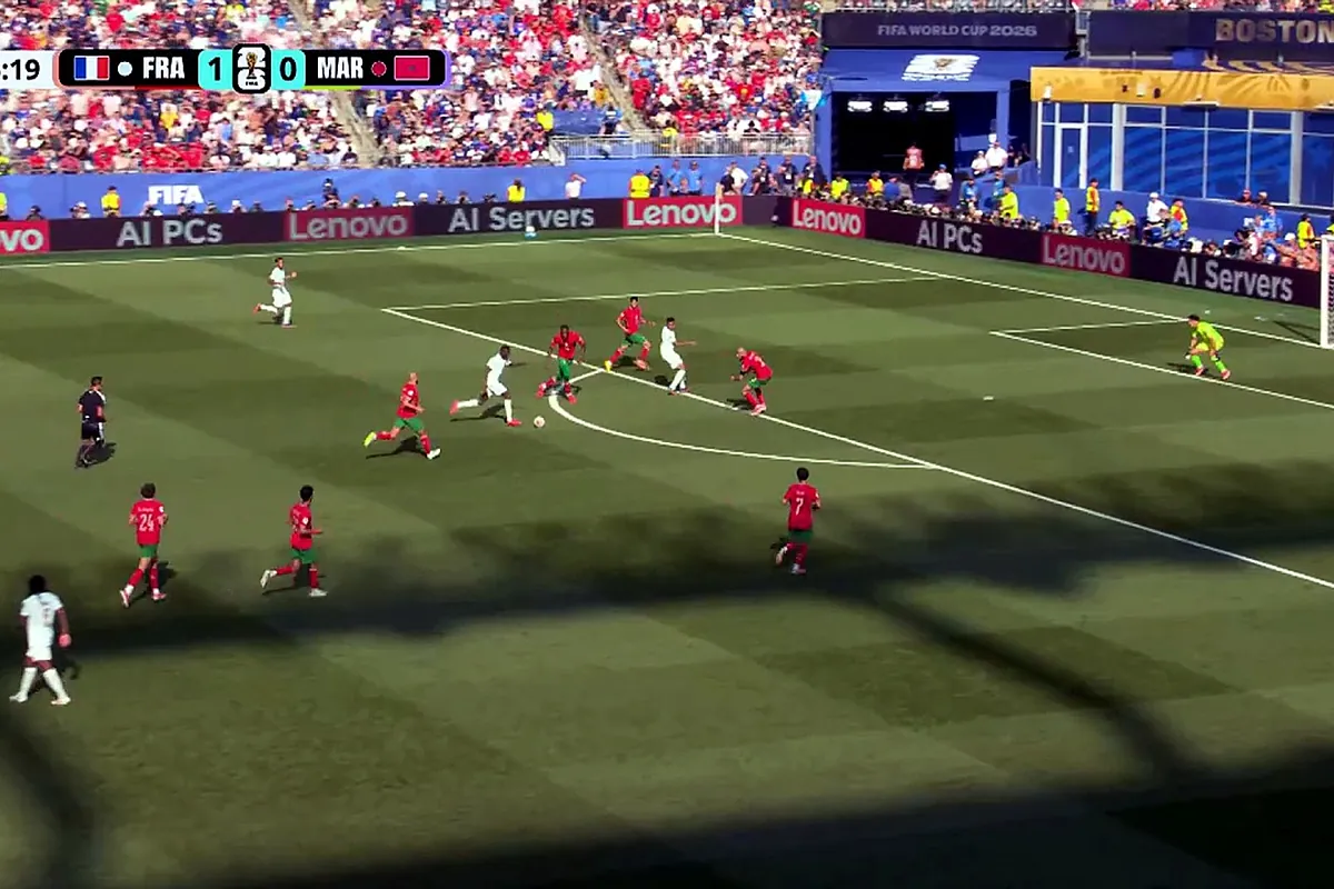 El segundo gol del Francia 2-0 Marruecos marcado por Dembélé en los Cuartos del Mundial 2026