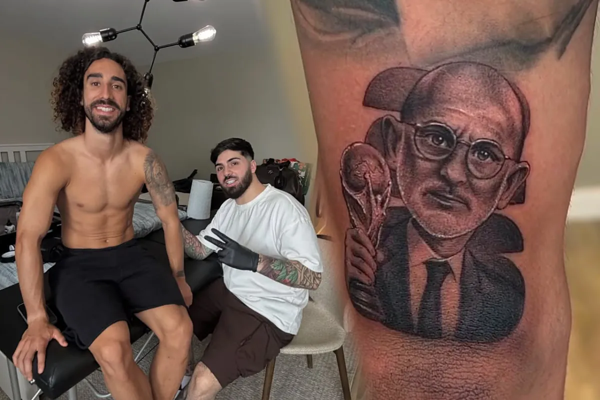 Cucurella cumple su promesa y se tatúa la cara de Luis de la Fuente tras ganar el Mundial