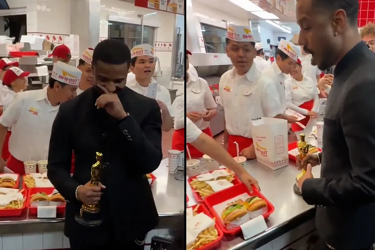 Michael B. Jordan la lía en la famosa hamburguesería In-N-Out al aparecer con su Oscar