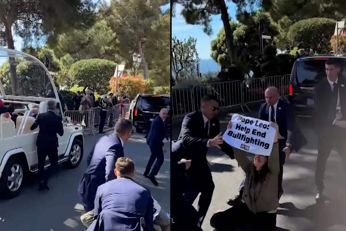 Escoltas del Papa impiden que dos mujeres antitaurinas de PETA se le acerquen en Mónaco