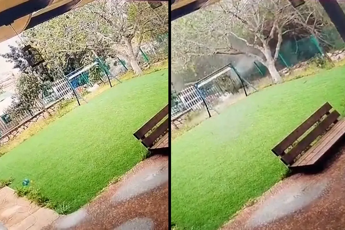 Una cámara capta una explosión tras la interceptación de un misil iraní en Cisjordania