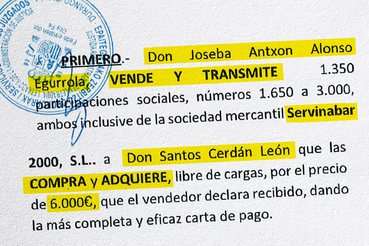 La UCO entrega al Supremo el contrato secreto con el que Santos Cerdán ...