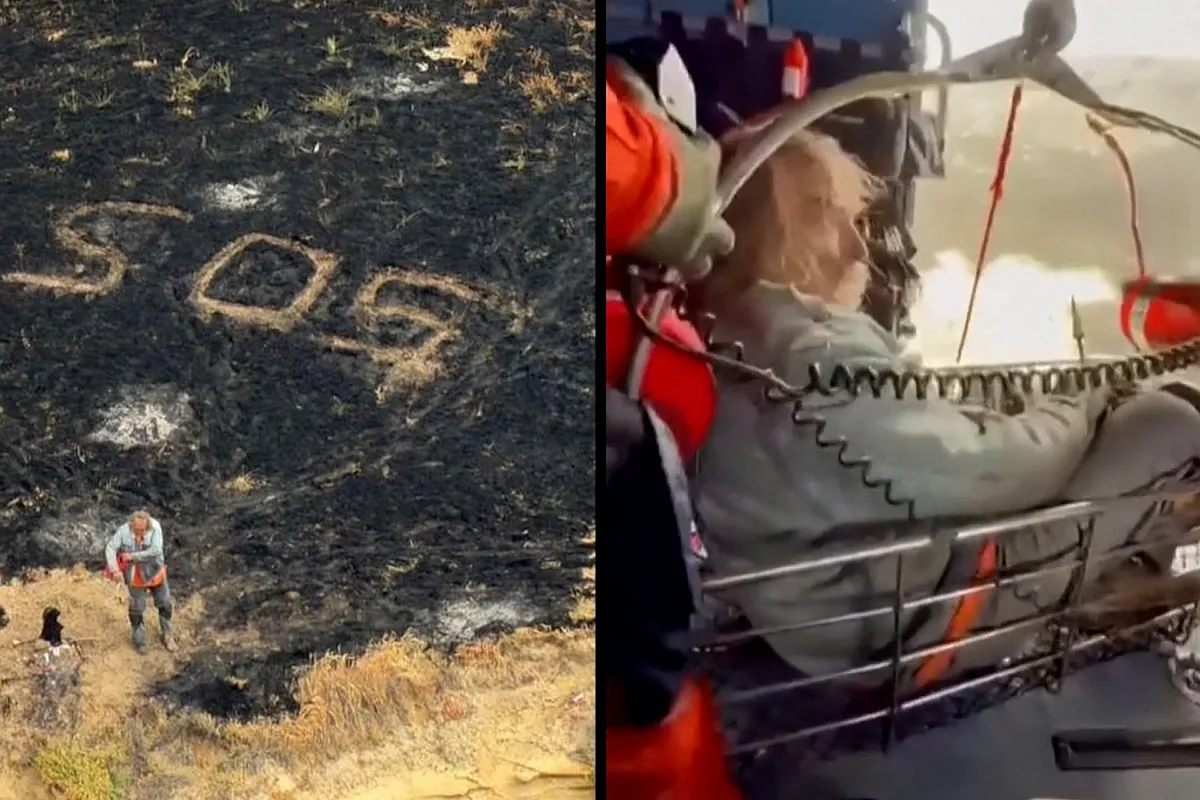 Rescatan a un náufrago que escribió "SOS" en las cenizas de una isla en llamas