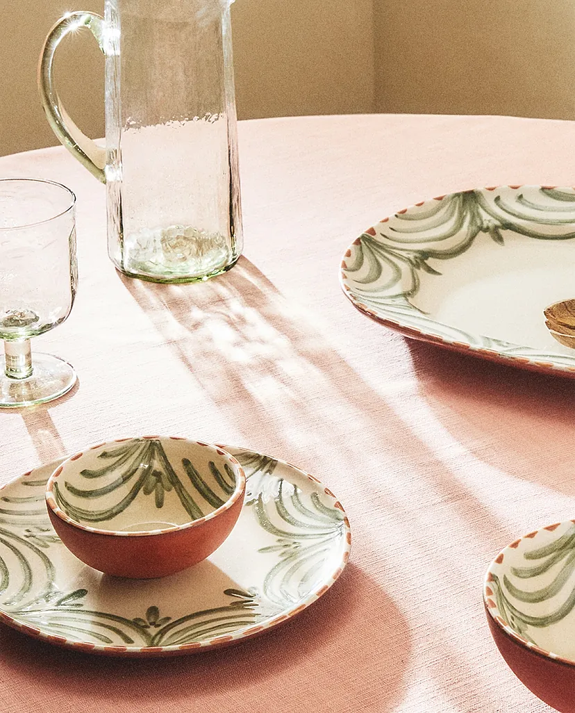 Dinner Set Vajilla Sushi Zara Home BROWN FLORAL EARTHENWARE