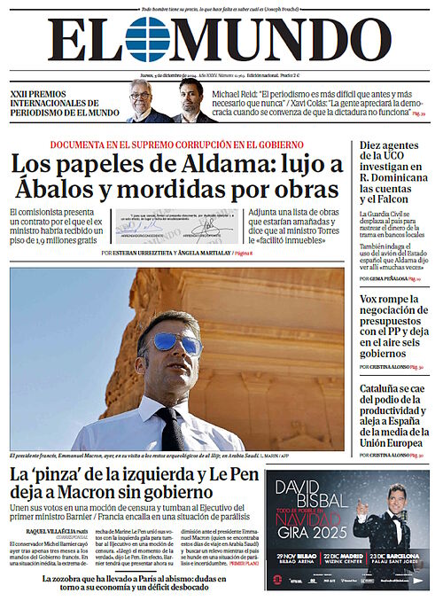 Portada de EL MUNDO del jueves 5 de diciembre de 2024