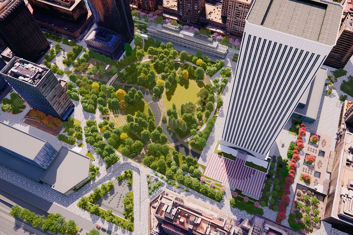 Las claves de la metamorfosis de Azca: 'blindaje' con 91 cámaras de seguridad, un "vergel" de 1.000 árboles y un gran anillo central