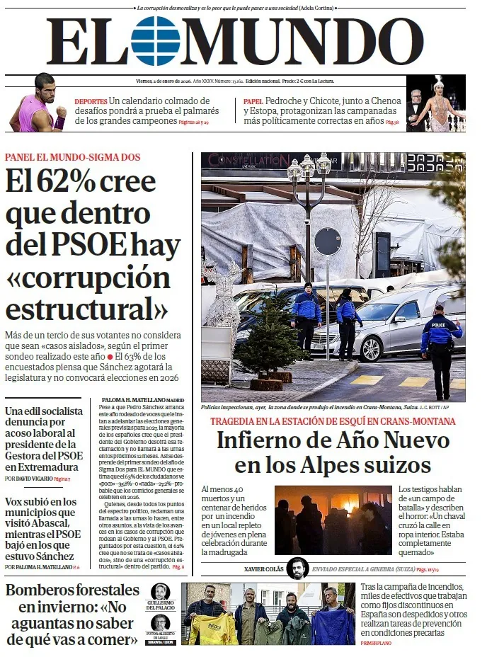 Portada de EL MUNDO del viernes 2 de enero de 2026