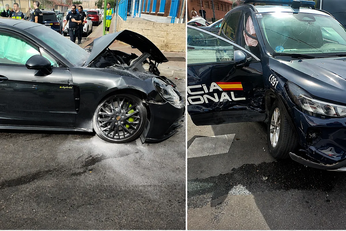 Aparatoso accidente de tráfico en Torrejón entre un patrulla de la Policía Nacional y un Porsche conducido por un agente local fuera de servicio