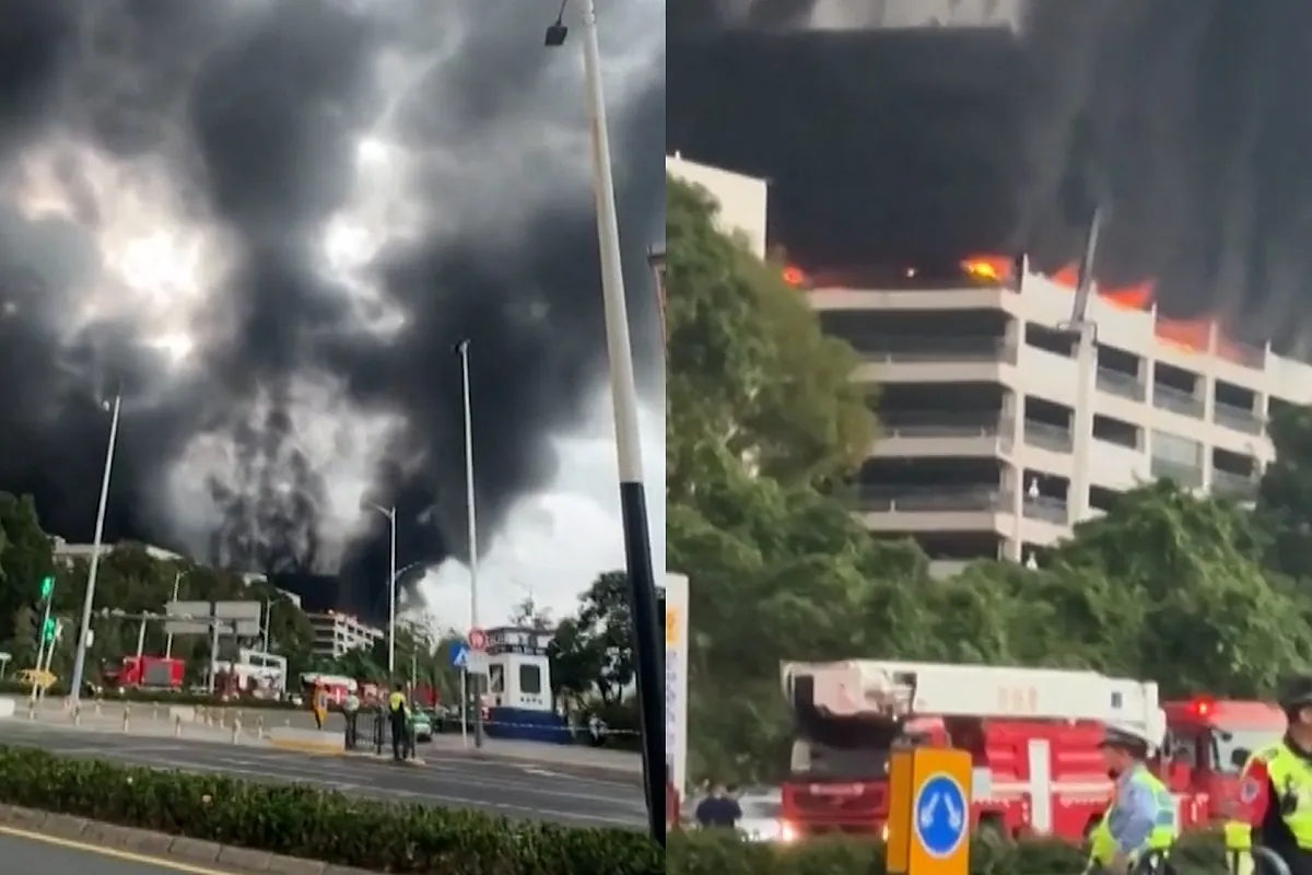 Colosal incendio en un aparcamiento de coches eléctricos BYD en China