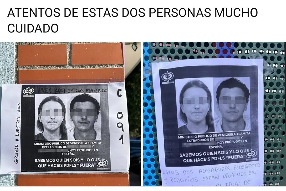 Alarma en San Fernando de Henares por la difusión de carteles que acusan de pedofilia a dos hermanos reclamados por la justicia de Venezuela