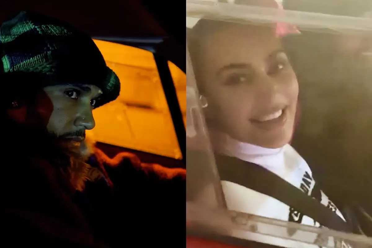 Las primeras imágenes de Hamilton con Kim Kardashian recorriendo la ciudad en un Ferrari