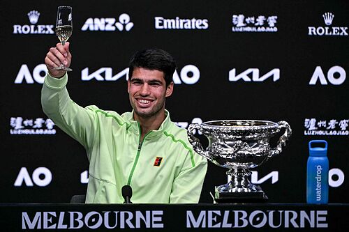La celebraci�n de Alcaraz, de una copa de champ�n al tatuaje de un canguro: "Mucha gente habl� de m� y me puso en duda"
