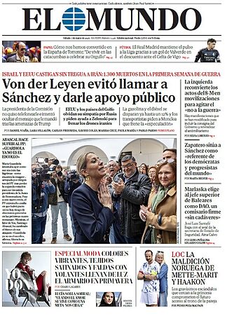 Portada de EL MUNDO del s�bado 7 de marzo de 2026