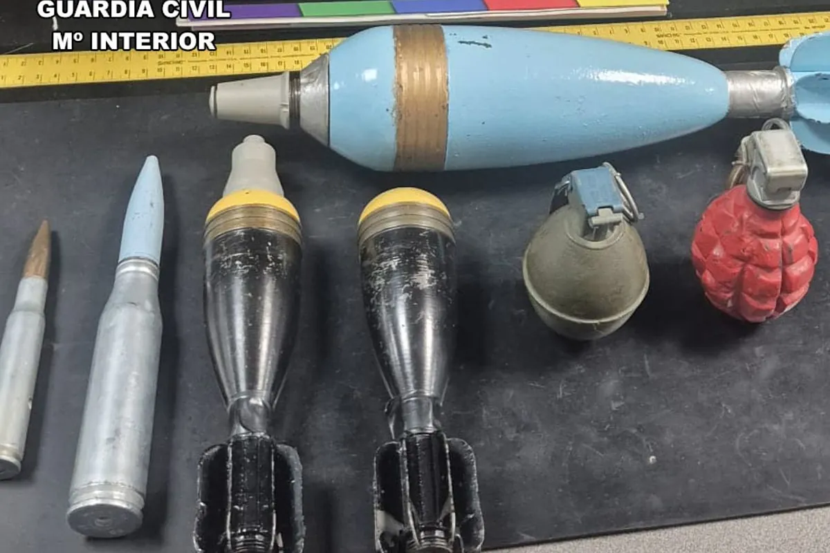 La Guardia Civil neutraliza cinco granadas que estaban inertes en Madrid
