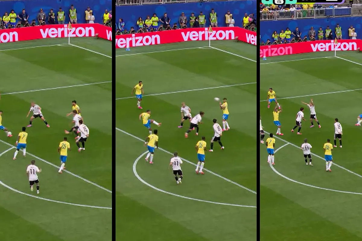 El fortísimo pelotazo amigo que tumbó a un jugador de Brasil en el partido contra Japón